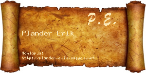Plander Erik névjegykártya